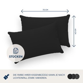 Dreamzie Pillowcases, 40 x 70 cm (Set of 2), 100% Jersey Cotton, 150 g/m², Black, Resistant and Hypoallergenic