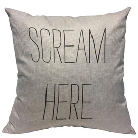 VERSUSWOLF Throw Pillow Covers Bedroom Scream Here Humor Face Plant Angry Anger Cotton Linen Decorative Square Pillowcases Cushion Cover 18 X 18 Inch
