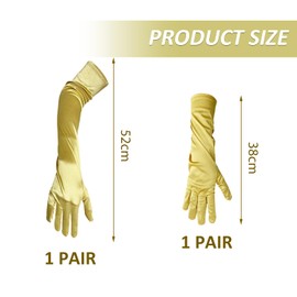 HDGSAFD 2 Pairs Prom Gloves Satin Gloves Vintage Gloves Dress Gloves Elastic Gloves Costume Accessories, gold