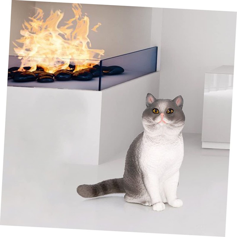 BIUDECO Adorable Cat Figurine Lifelike Desktop Cat Statue for Home