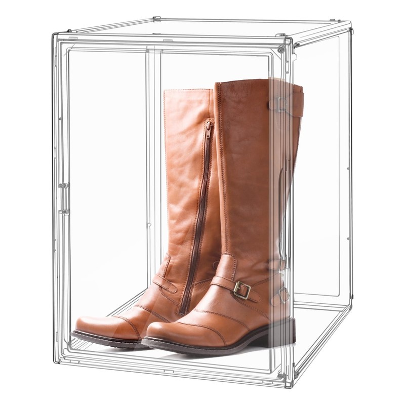 GUDEMAY Clear Stackable Plastic Storage Bins with Lid, Dustproof Display
