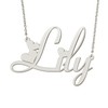 BYBWBL Womens Lily Heart Name Necklace Silver Color Stainless Steel