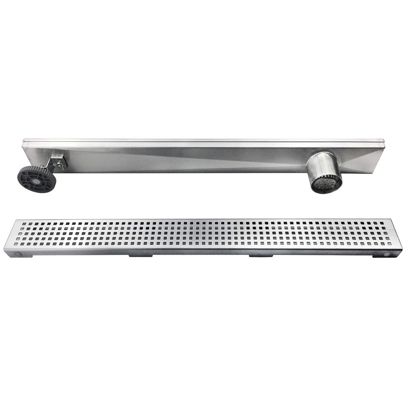Neodrain 36-Inch Offset Side Outlet Linear Shower Drain with Quadrato