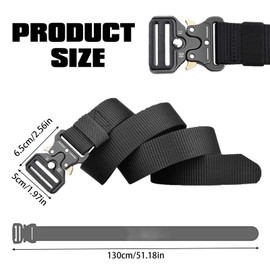 MisFun Men's Tactical Belt, Military Style Nylon Tactical Belt, Military Belt, Work Belt with Quick Release Metal Buckle, for Climbing, Training, Camping, Mountaineering, black