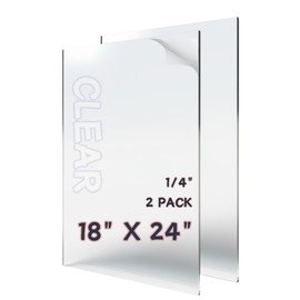 KLEAMLON KLEAMLON Plexiglass Sheets 18X24 1/4 Inch Thick,Glass Panels Cut to Size,Clear Acrylic Sheet, Acrylic Board,Acrylic Panel SignLarge Plexiglass SheetsPlexiglass Window (2 Pc)