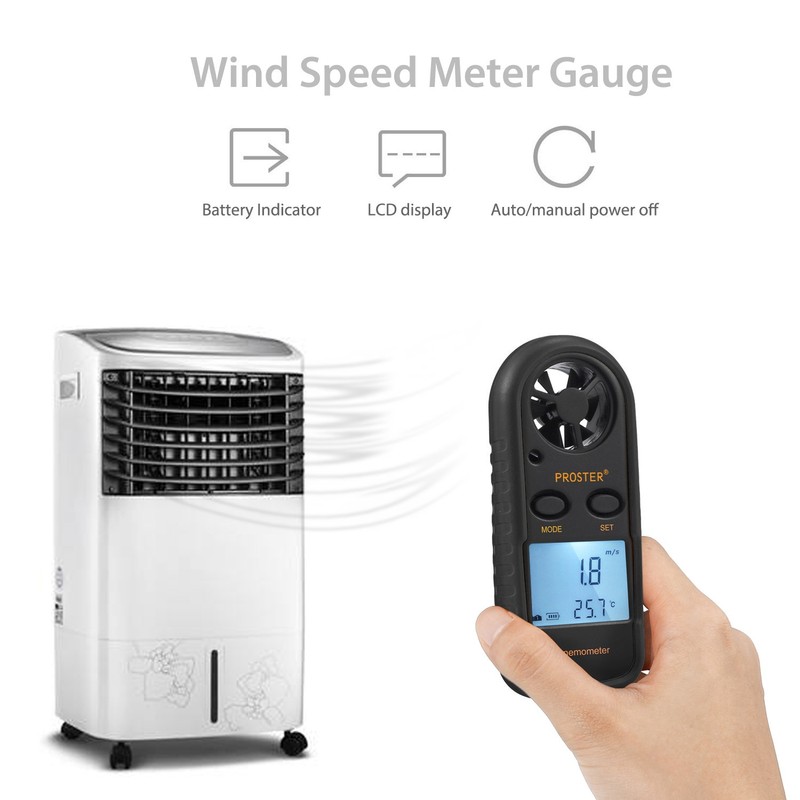 Proster Anemometer Digital LCD Wind Speed Meter Gauge Air Flow