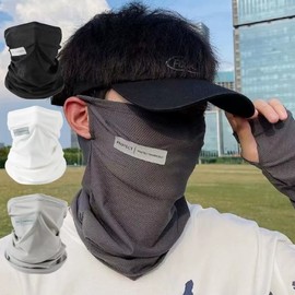 Label Cool UV Protection Earloop Full Face and Neck Bicycle Mask Hiking Mask Black 5ea