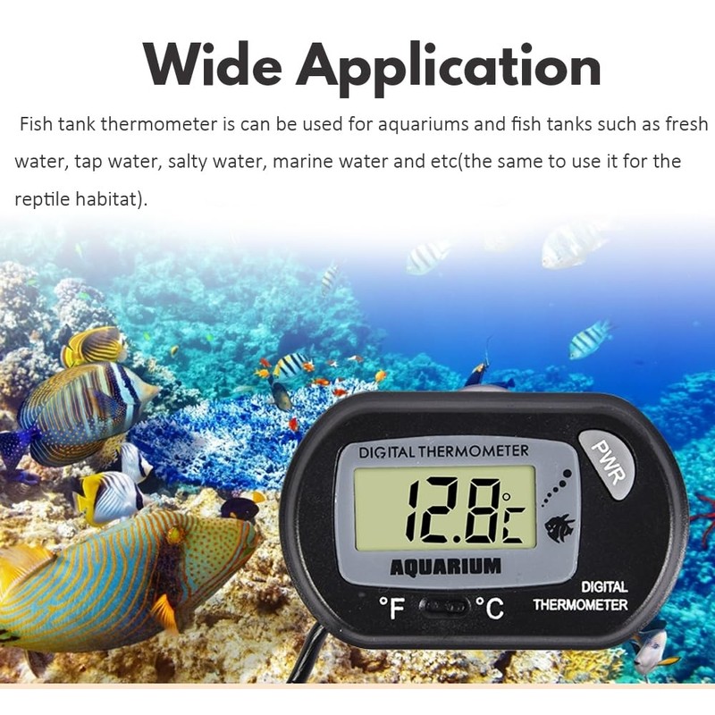 (2 Pack) LCD Fish Tank Aquarium Thermometer, T Tersely Digital