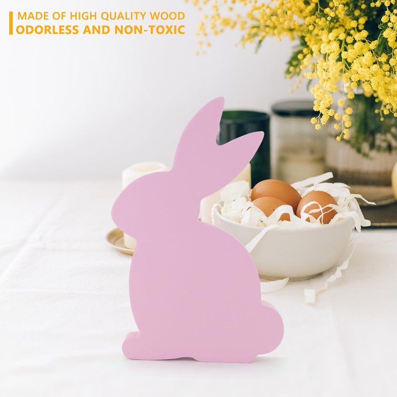 ALLY-MAGIC Easter Desktop Decoration, Wooden Rabbit Bunny Desktop Ornament Cute