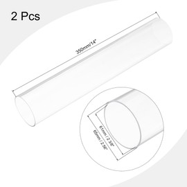 QUARKZMAN Pack of 2 PVC transparent tubes, inner diameter 61 mm, diameter 65 mm, length 350 mm, acrylic plastic tube for lamp making, floor lamps, furniture