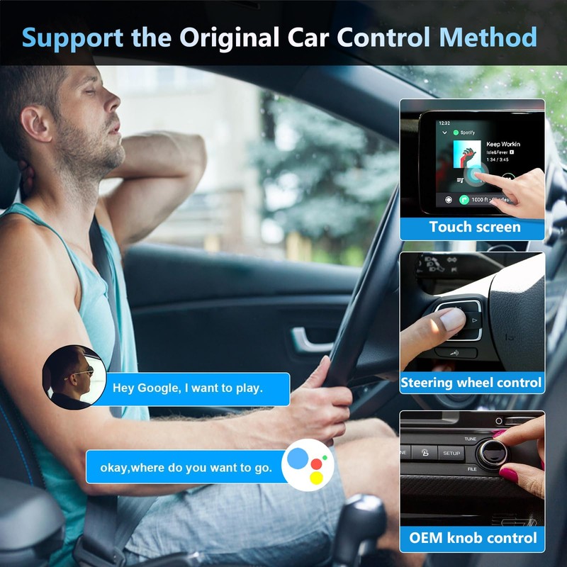 Podofo Android Auto Wireless Adapter, Kabelloser Android Auto Dongle für