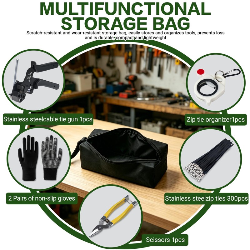 BCJCLTS Heavy Duty 304 Stainless Steel Cable Tie Gun Kit