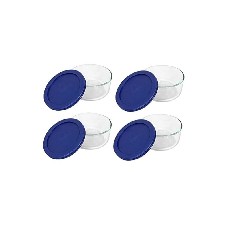 Pyrex (4 7200 2-Cup Glass Bowls and (4) 7200-PC Dark