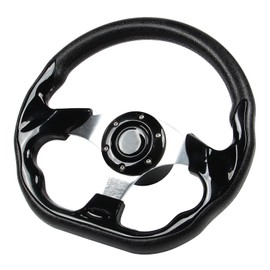 12.5" D-Shaped Boat Steering Wheel with 3/4“ Tapered Shaft, Black Axle Marine Steering Wheel for Seastar and Verad, etc. for Marine Boats, Vessels, Yacht, Pontoon Boat