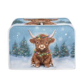 Pzuqiu Christmas Cute Cow Toaster Dust Cover Case Protection for Bread Maker, Oven, Grill, Toaster - Foldable, Washable, Small Appliance Cover