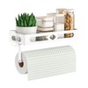 White Paper Towel Holder Wall Mount with Shelf - Adhesive