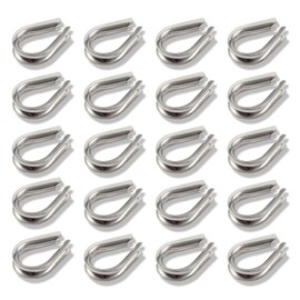 LEONTOOL 20pcs M6 304 Stainless Steel Thimble 1/4 Inches Diameter Wire Rope Cable Thimbles Rigging 6mm Thimbles Rigging Heavy Duty Cable Clamps Assortment