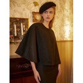 BEAUTELICATE Women's Wedding Hooded Cape Bridal Cloak Poncho Full Length Black