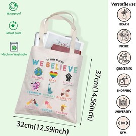 FOTAP Diversity & Inclusion Gift Diversity Education Kindness Tote Bag Hate Has No Home Here Gift Social Awareness Party Gift (WE BELIEVE UK)