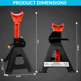 Jack Stands 3.0 Ton (6,000 lbs) Capacity Car Jack Stands Adjustable Height, for Lifting SUV, Pickup Truck, Car and UTV/ATV, 1 Pair
