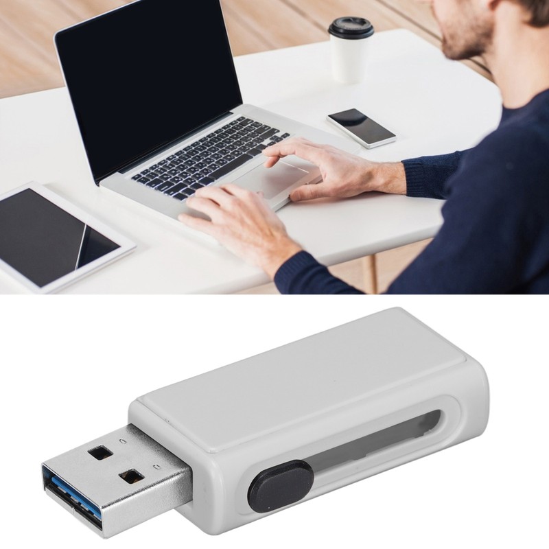 USB Flash Portable White Plastic Push Pull Flash Disk for