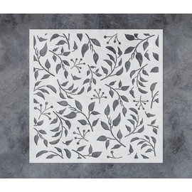 GSS Designs Flourish Leaf Stencils for Painting on Wood Canvas Paper Fabric Floor Wall Tile Flourish Background 12x12Inch Reusable DIY Art Craft Stencils for Painting Leaves