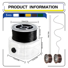 Huakaile 5 Rolls Bracelet String Kit, 0.8 mm Elastic Cord with Organizing Case, 295 Ft Stretchy Crystal Beading Thread for Making Beads Clay Jewelry DIY (White, Black, Brown, Gold, Green)