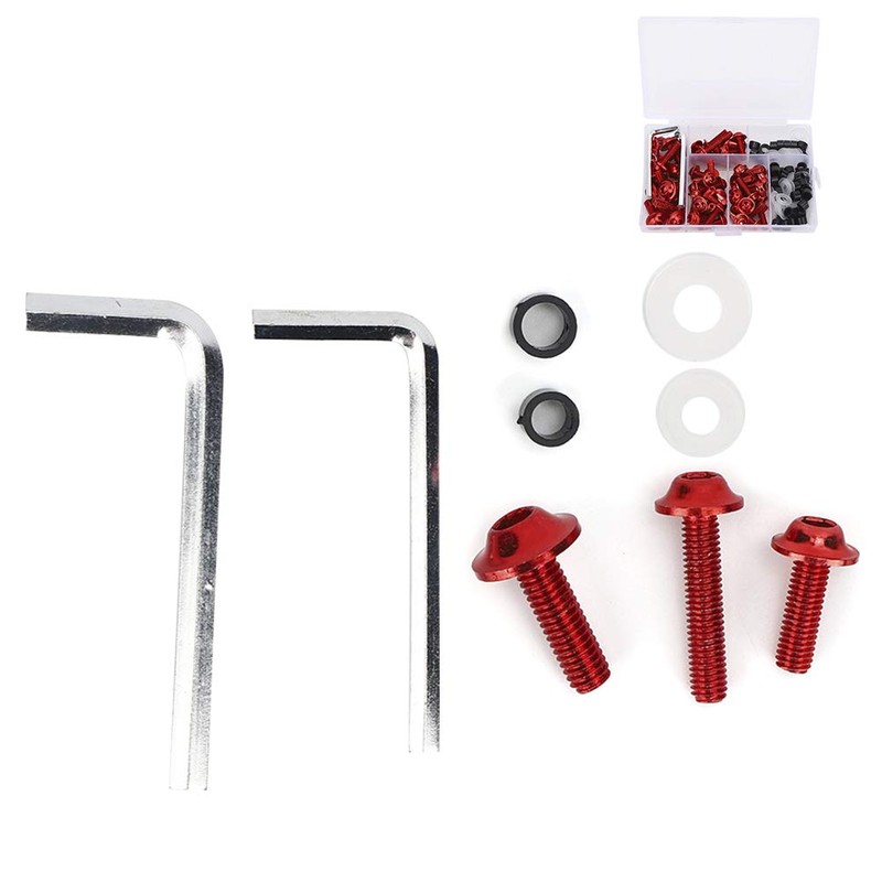 MUNEFE Fairing Bolts Kit, Motorcycle Fairing Bolt Kit, Red Aluminum