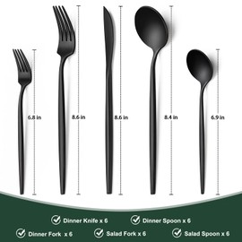 Matte Black Silverware Set 30 Piece, Wildone Stainless Steel Flatware Set Service for 6, Cutlery Utensil Sets for Home Restaurant, Include Knife Fork Spoon Set, Dishwasher Safe