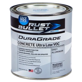 RUST BULLET DuraGrade Concrete - Metallic Gray - 1 Quart - Ultra Low VOC - Indoor/Outdoor UV Resistant Protective Concrete Coating, Easy Application, No Primer