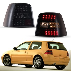 Nixon Offroad Tail Lights for VW Golf MK4 / GTI 1999 2000 2001 2002 2003 2004 Tail Lamps LED Rear Lights Car Rear Lamps Assembly Replacement 1Pair (Matte Black Housing/Smoke Lens)