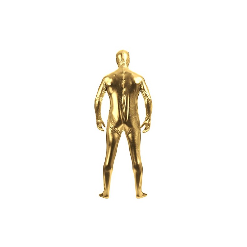 Aniler Unisex Shiny Metallic Open Face Zipper Stretchy Zentai Bodysuit