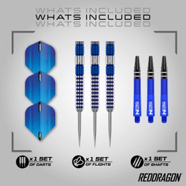 RED DRAGON Polaris: 22 gram Tungsten Professional Darts Set with Flights and Nitrotech Shafts (Stems)