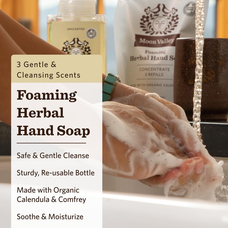 Moon Valley Herbal Foaming Hand Soap, Lemon Rosemary, Mint Lavender,