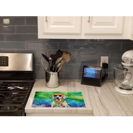 Caroline's Treasures DAC2565LCB Weimaraner Hippie Dawg Glass Cutting Board Large Decorative Tempered Glass Kitchen Cutting and Serving Board Large Size Chopping Board