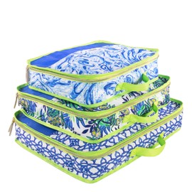 Lilly Pulitzer Packing Cubes Set of 3, Small, Medium & Large Suitcase Organizers, Travel Must Haves for Luggage, Assorted