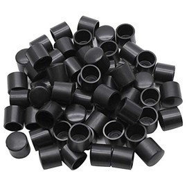 Bonsicoky 60Pcs Round Rubber End Caps 1/2" (12mm) ID Vinyl Flexible Bolt Chair Foot Covers Screw Thread Chair Leg Protectors for Round Tubing Bolt Desk Chair Leg (Black)