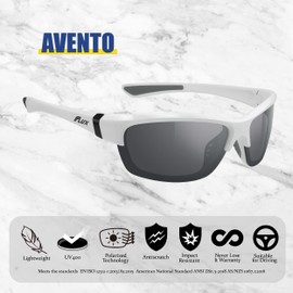 Flux AVENTO Polarized Sports Sunglasses UV400 Protection with Anti-Slip Function and Lightweight Frame - for Men and Women when Driving, Running, Baseball, Golf, Casual Sports (White)