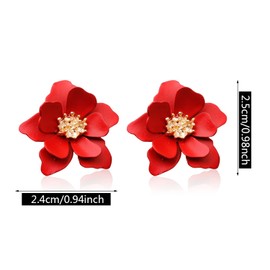 WUWEIJIAJIA Boho Flower Stud Earrings with White Pearl for Women Lover and Friends Flower Shaped Daisy Dangle Drop Earrings with Gold Flower Bud (Red)