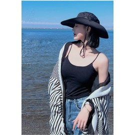 LeafIn Women's Hat, Sun Hat, UV Protection Hat, Camouflage, Safari Hat, Wide Brim Hat, Chin Strap, Adjustable, UV Protection, Breathable, Summer, black (B)