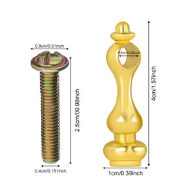 4Pcs Metal Spindles Furniture Connectors, Gold Iron Spindles for Glass Railing Post Ends, Cabinet and Spindle Hardware