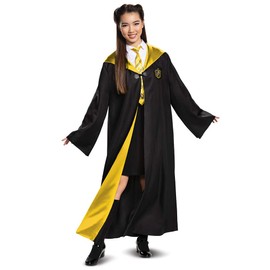 Disguise unisex adult Hufflepuff Costume Outerwear, Black & Yellow, XL 42-46 US