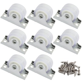 Hordion 8Pcs 1 Inch Rigid Caster Wheels Non Swivel Plate Casters, Fixed Caster Wheels Low Profile Rubber Rolling Casters with Screws for Furniture Cabinet Cart, White