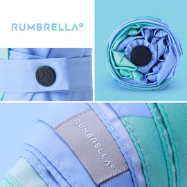 RUMBRELLA Mini Umbrella With Teflon Purse and 99% UV Protection for Travel - Green Blue
