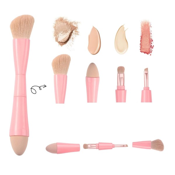 Ubitree 4-in-1 Makeup Brush, Detachable Travel Makeup Brush All in