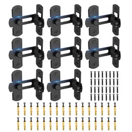 8 Packs 90 Degree Flip Barn Door Lock Latches, Matte Black Stainless Steel Gate Latch Security Door Latch for Barn Door, Pet Door, Bathroom, Cabinet Closet, Window, Sliding Door Lock