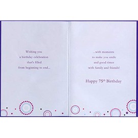 Designer Greetings Circles and Swirls in Die Cut Windows on Blue Age 75 / 75th Birthday Card for Him