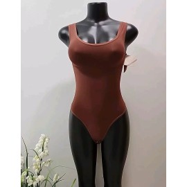 Popilush Bodysuit for Women Sleeveless Slimming Tank Top Thong 3XL/4XL Brown