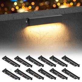 Kwinmyso 12-Packs 3W 7inch LED Hardscape Paver Lighting,12V AC/DC Low Voltage Retaining Wall Lights,Landscape Lighting,2700K Soft White Outdoor Step Light,50,000 Hours Lifespan-Black