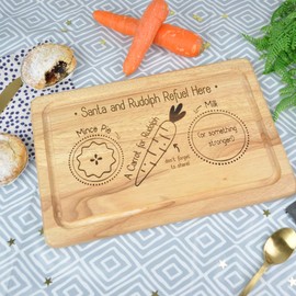 eBuyGB Wooden Snack Tray Father Christmas Eve Board, Santa Claus & Rudolph Refuel Here, Reindeer Treat Plate, Wood